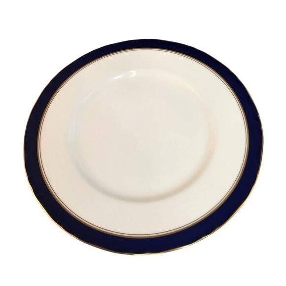 Royal Worcester Cavendish Blue Bone China Dinner Plate Gold Trim 1981 Made In En - Picture 9 of 12
